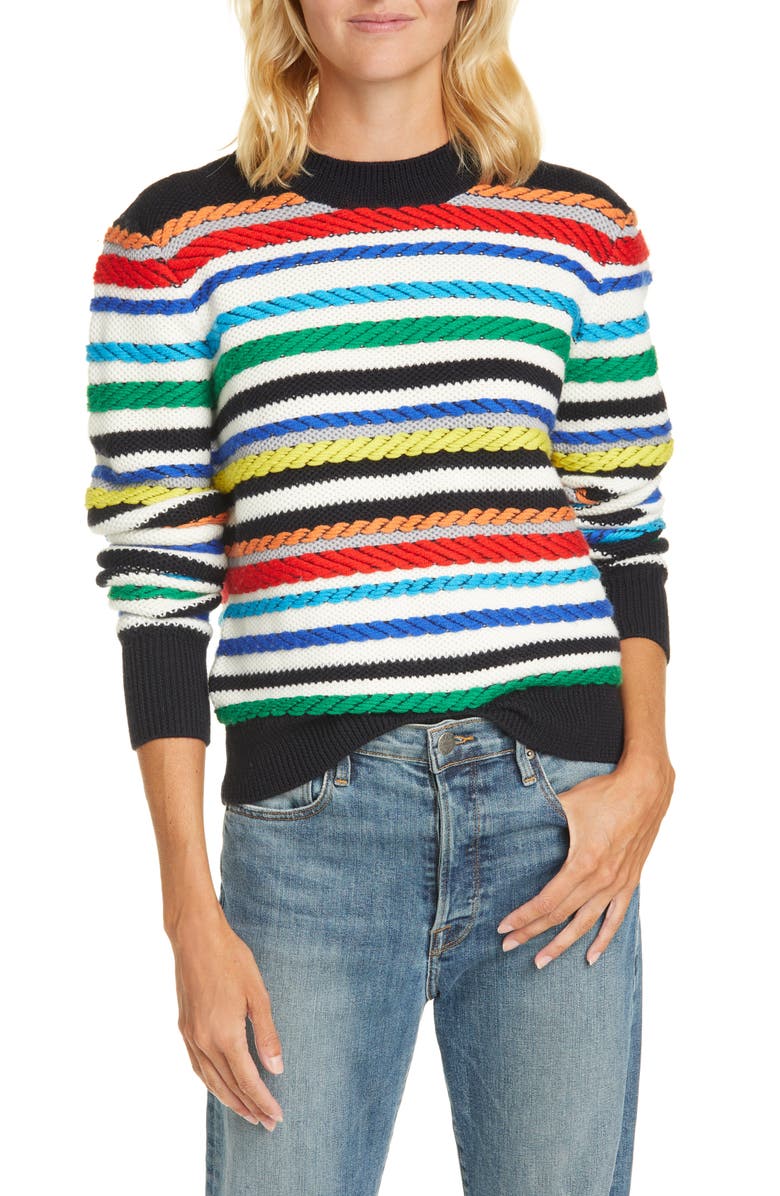 La Ligne Fair Isle Mix Stitch Merino Wool Sweater, Main, color, 
