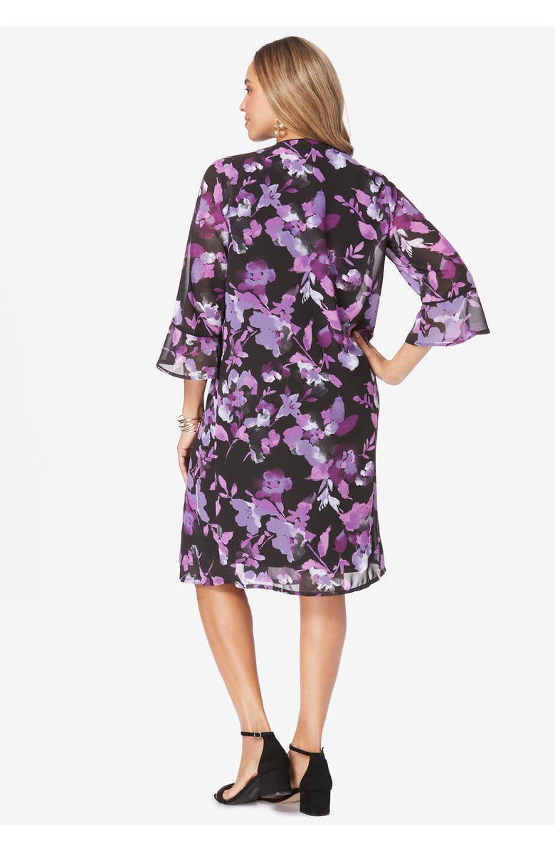 Jessica London 2-Piece Duster Jacket Dress, Alternate, color, Frost Teal Paisley