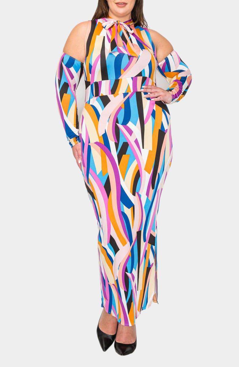 L I V D Electra Ribbon Cold Shoulder Body-Con Dress, Alternate, color, 