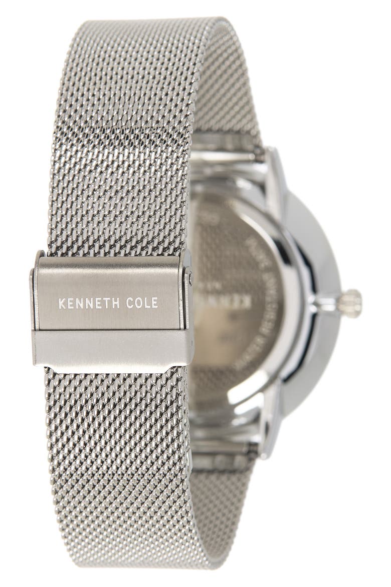 Men's 3-Hand Diamond Mesh Strap Watch, 45mm, Alternate, color, SILVER