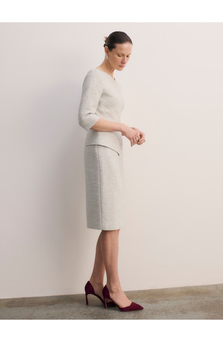 The Fold Eaton Signature Tweed Dress, Alternate, color, Ivory