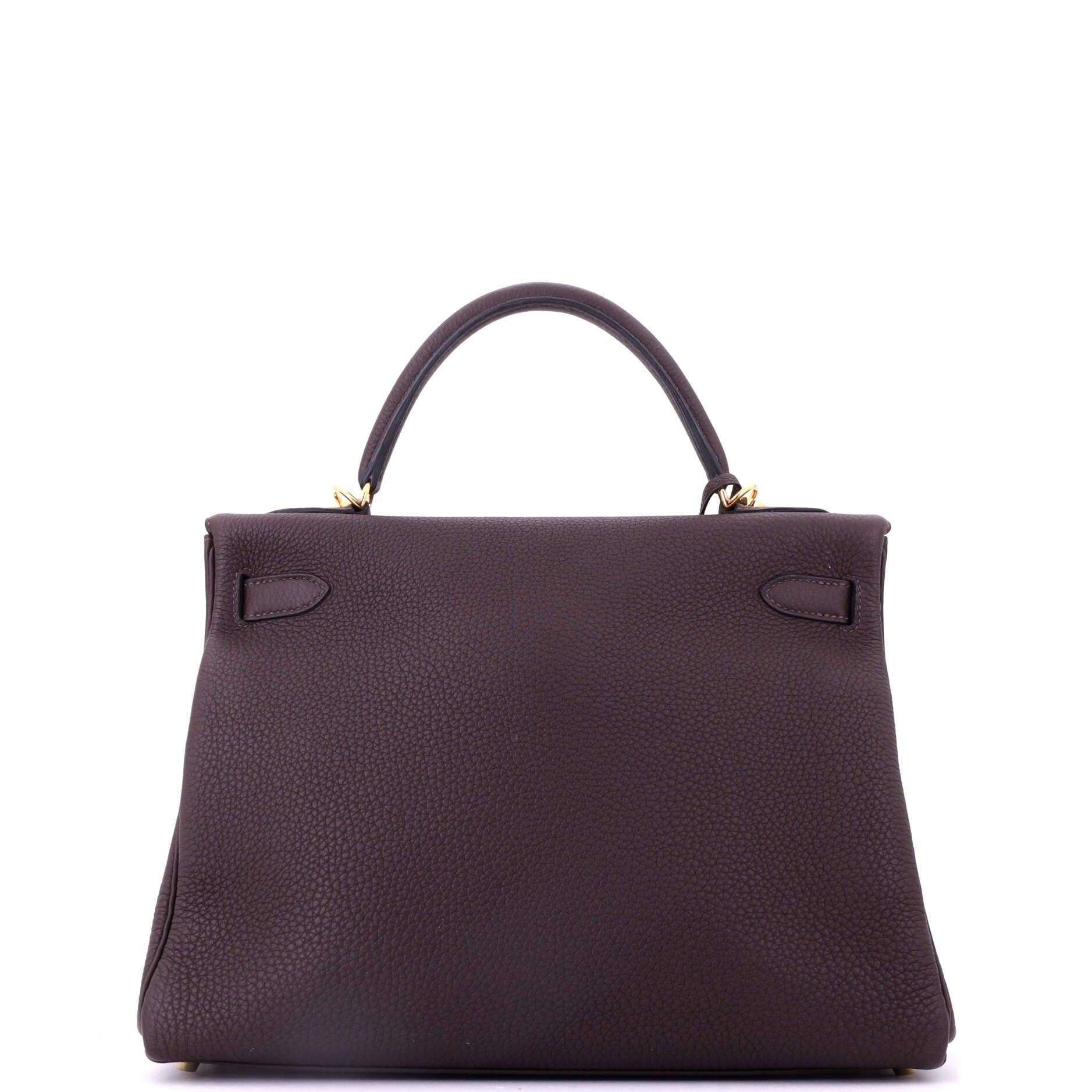 Pre-Owned Hermes Kelly Handbag Brown Togo with Gold Hardware 32, Alternate, color, Havane