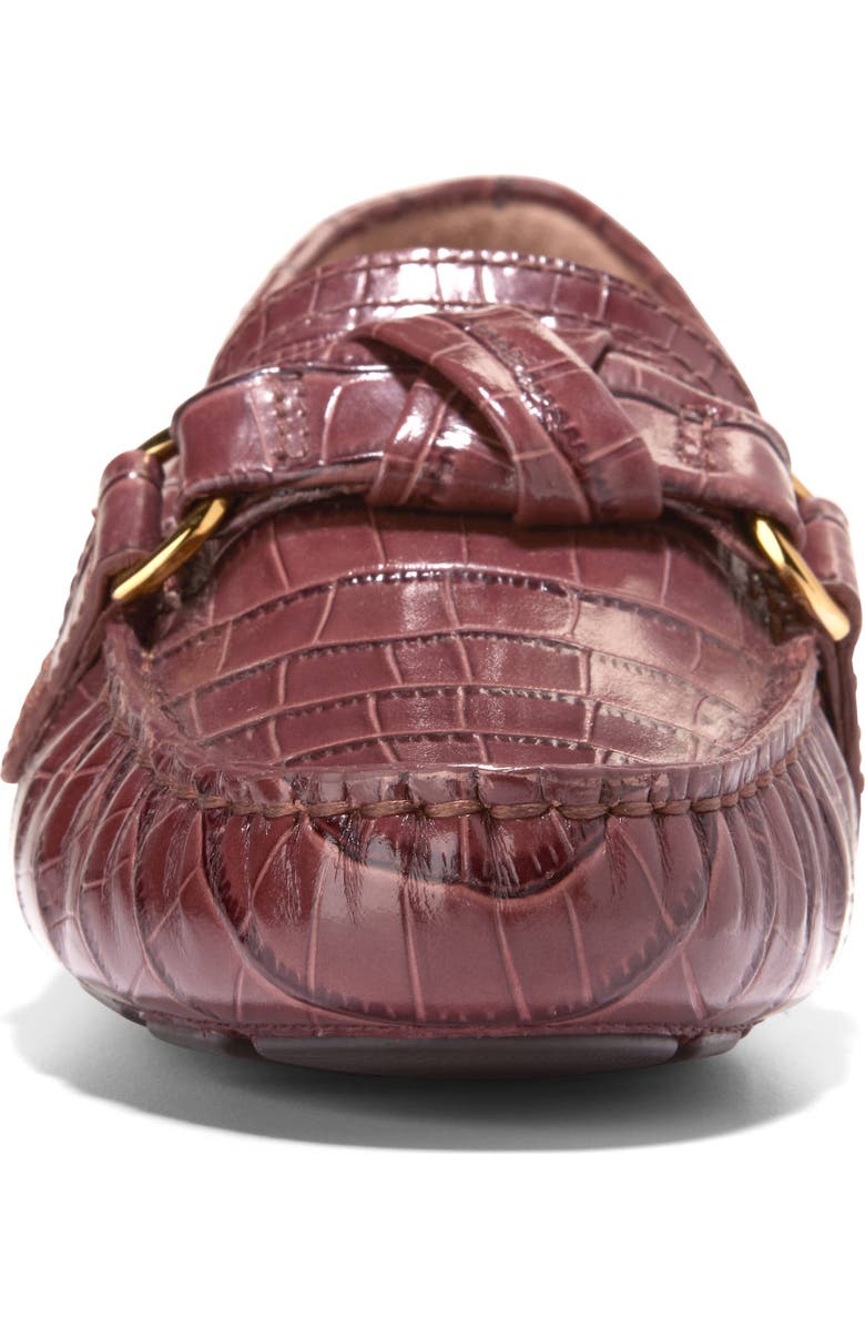 Cole Haan Emmie Knot Driver, Alternate, color, Mahogany Croc Print Leather