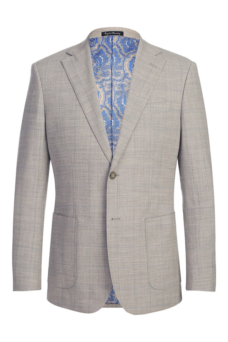 Plaid Grey Wool Blend Suit, Alternate, color, LIGHT GREY