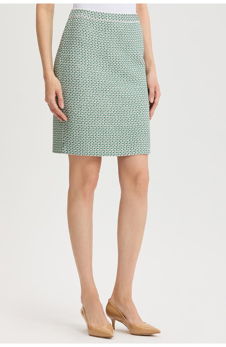 Ming Wang Jacquard Basketweave Straight Skirt, Alternate, color, Kelly Green/Indigo/Ivory