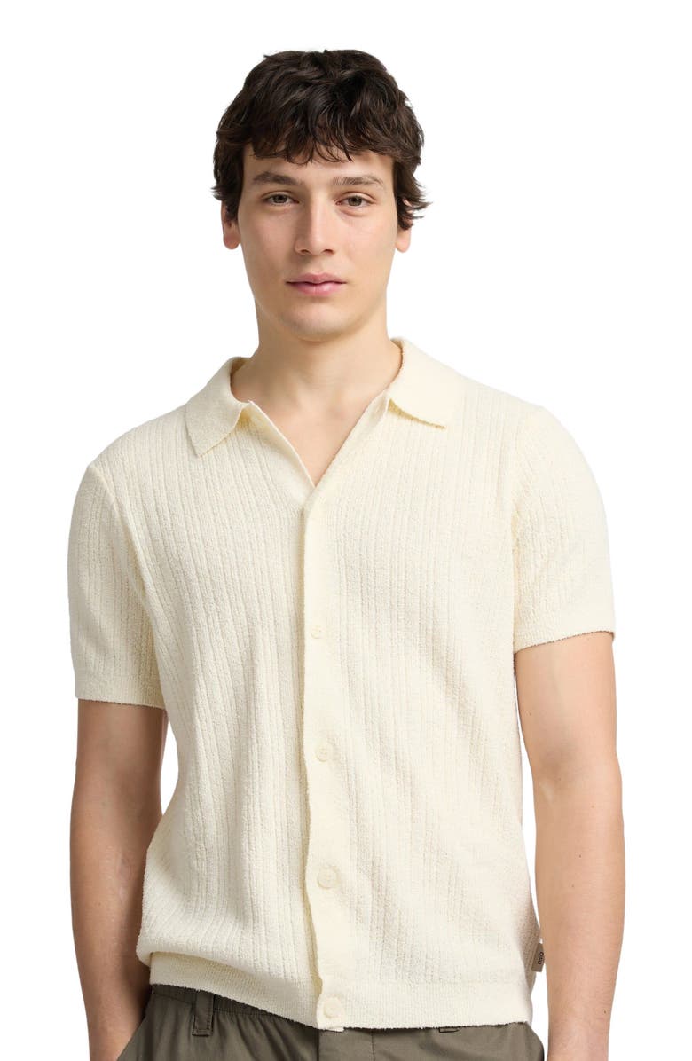 Onia Boucle Rib Button Up Shirt, Alternate, color, Cream