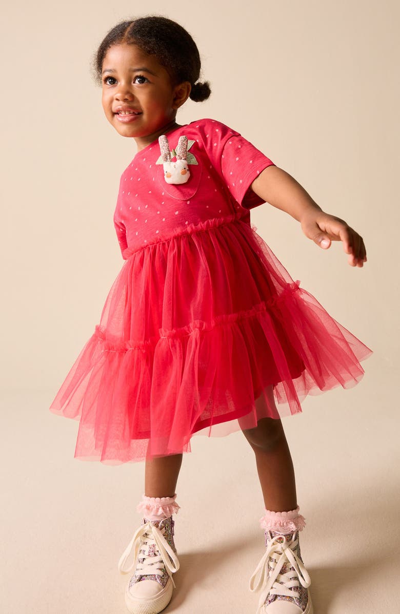 NEXT Kids' Dot Bunny Tulle Dress, Alternate, color, Red