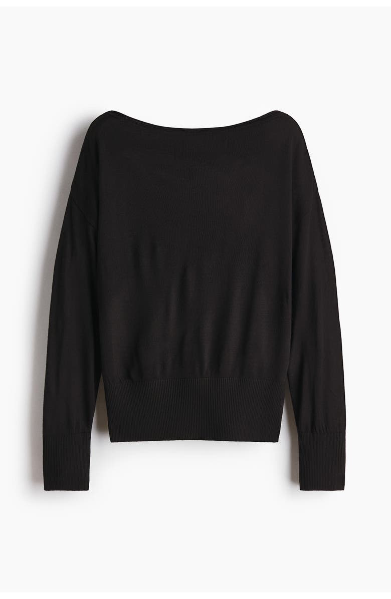 H&M Fine-knit One-shoulder Top, Main, color, Black