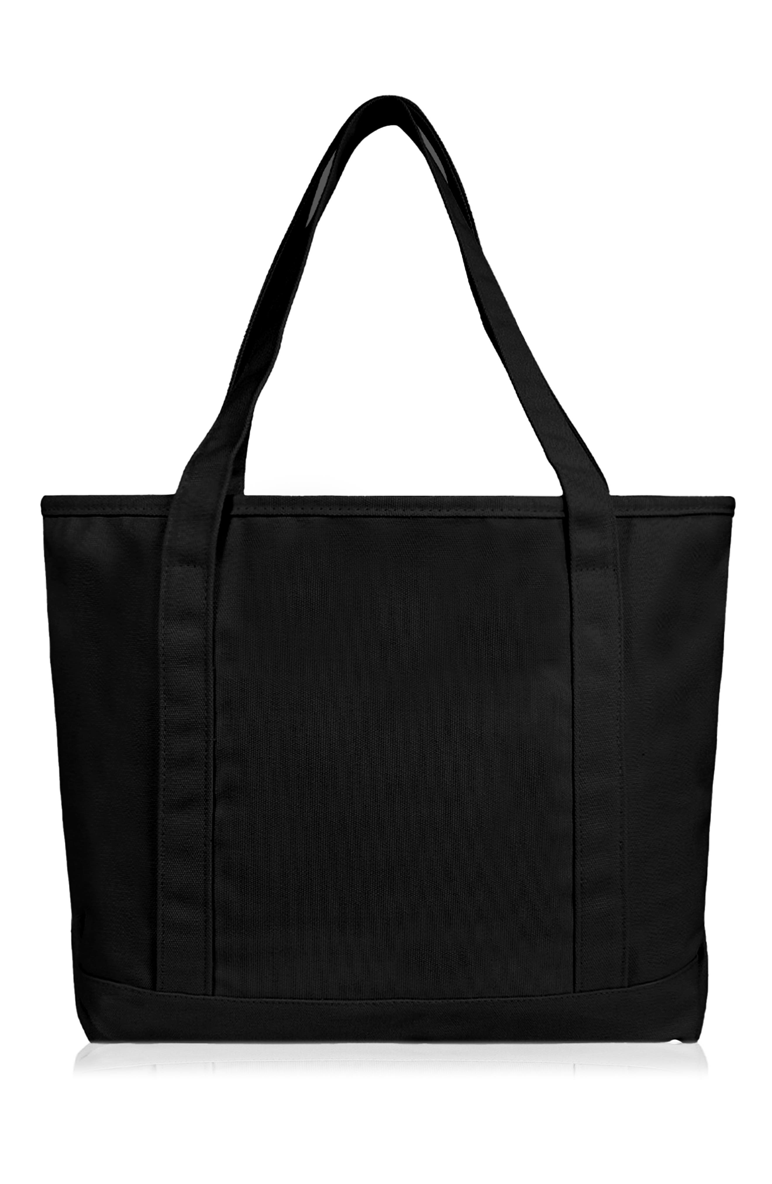 Dalix Ghost 20" Go-To Canvas Tote Bag, Alternate, color, Black
