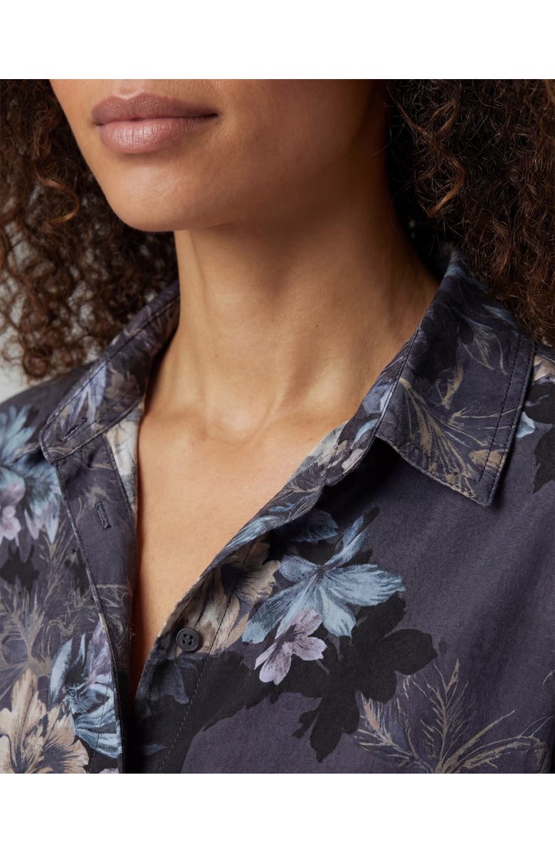 Lords of Harlech Exotic Floral Womens Linen Printed Shirt, Alternate, color, Exotic Floral Black