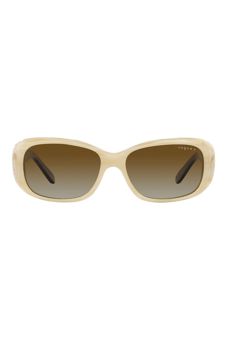 55mm Gradient Polarized Rectangular Sunglasses, Main, color, BEIGE HORN