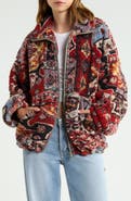 BDG Urban Outfitters Mae Print Fleece Zip Front Sweatshirt