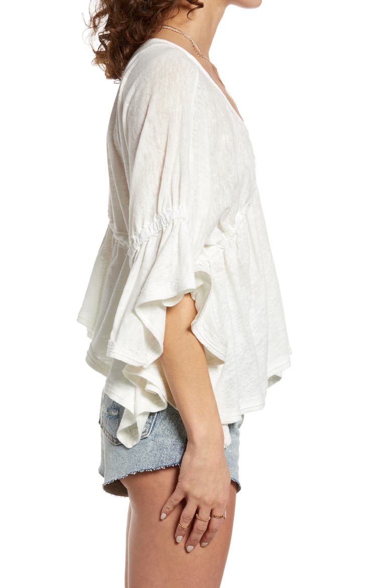 Ruffle Linen Blend Top, Alternate, color, IVORY