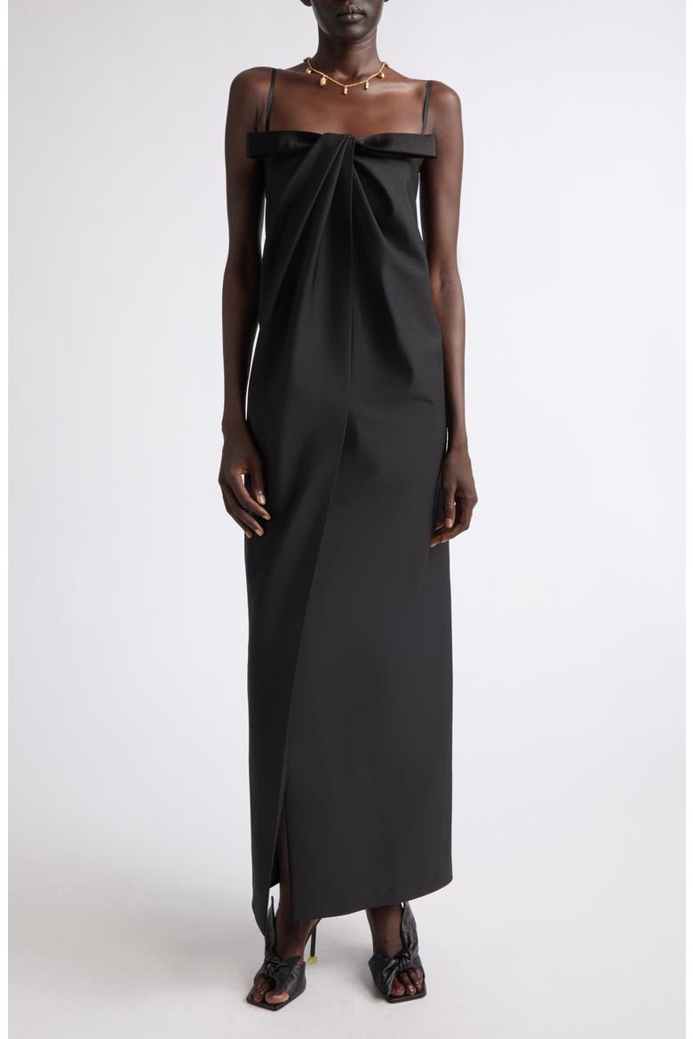 Sliced Bow Wool & Mohair Gown, Main, color, BLACK