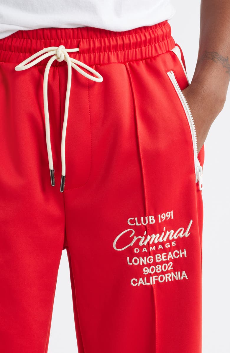 CRIMINAL DAMAGE Pintuck Track Pants, Alternate, color, Red/Ecru