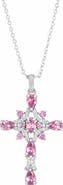 SAVVY CIE JEWELS Cubic Zirconia Intricate Cross Pendant Necklace
