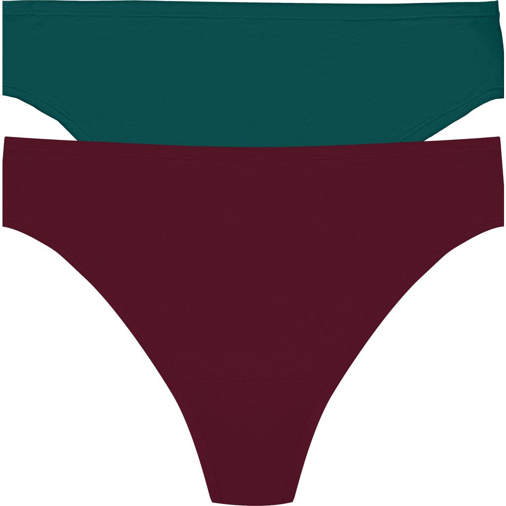 Natori Bliss Bare Cotton Thong 2-pack In Green