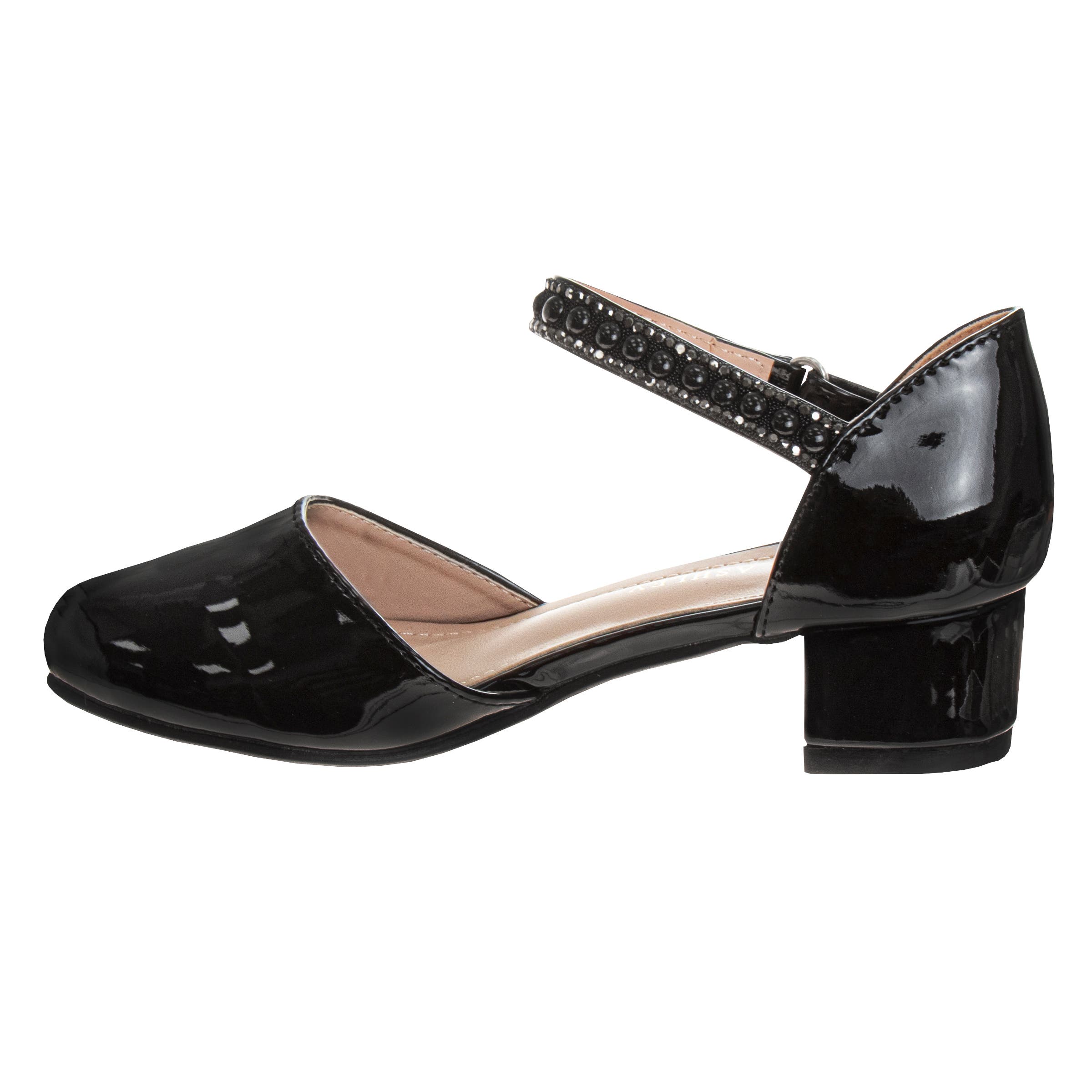 Laura Ashley Rhinestones Low Heeled Dress Shoes Girls, Alternate, color, 