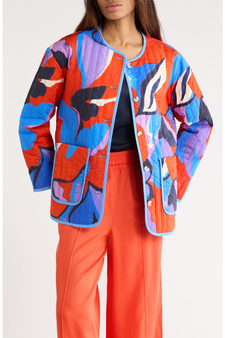 Annae Woven Blouson Jacket, Main, color, MOVING FLOWERS