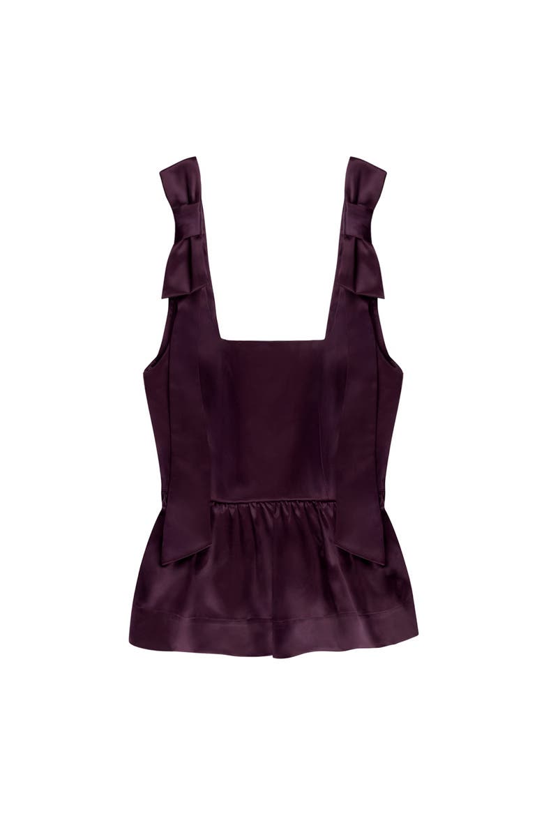 Tie Shoulder Satin Top, Alternate, color, Burgundy