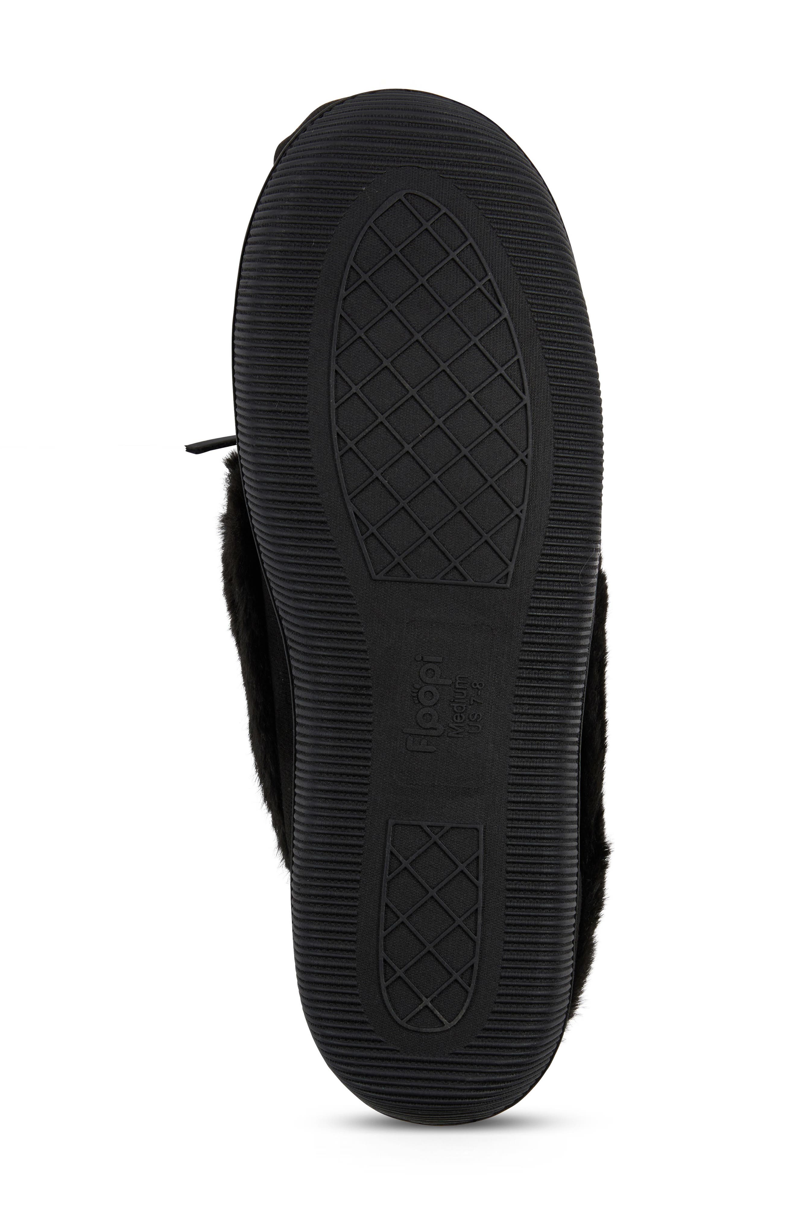 Faux Suede & Faux Fur Lined Slipper, Alternate, color, BLACK