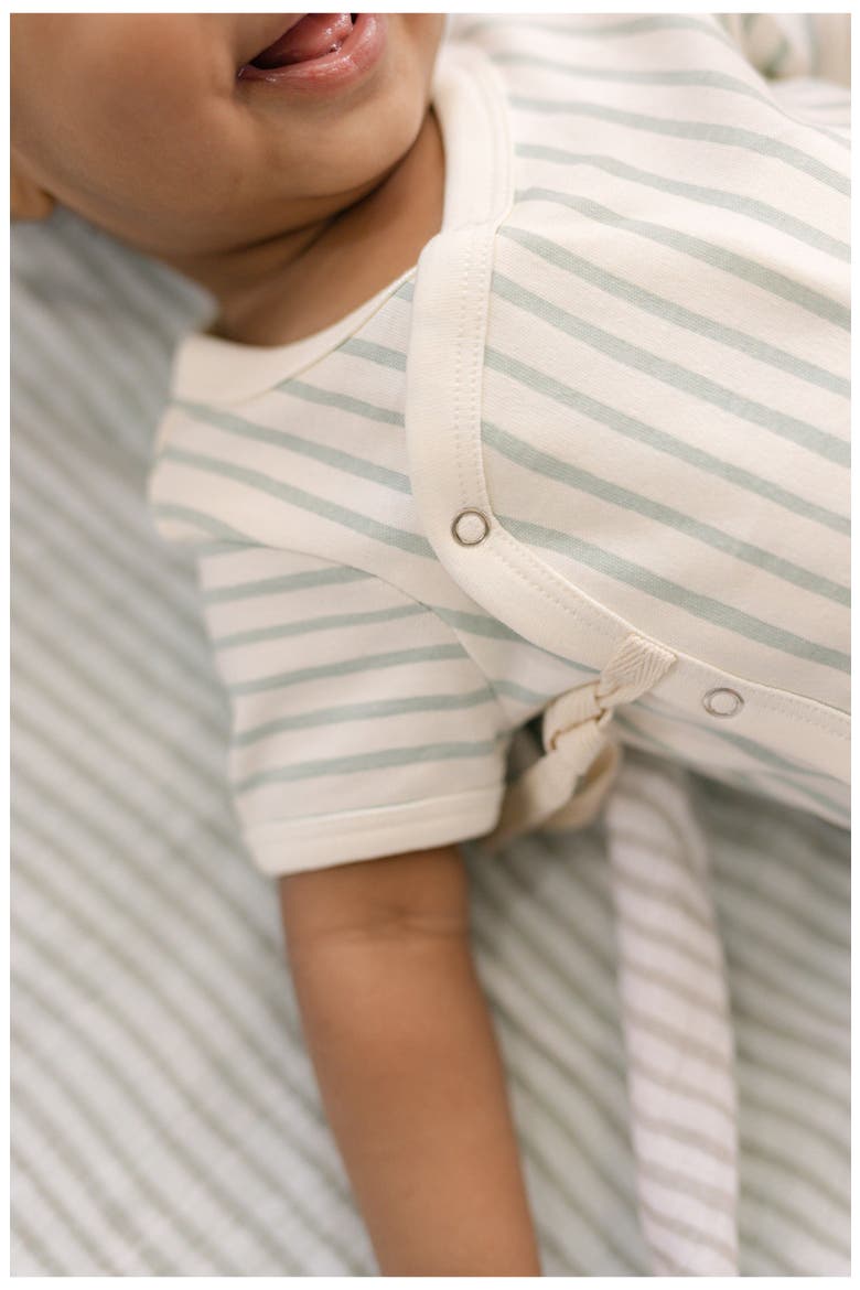 Stripes Away Organic Cotton Wrap Bodysuit, Alternate, color, STRIPES AWAY SEA