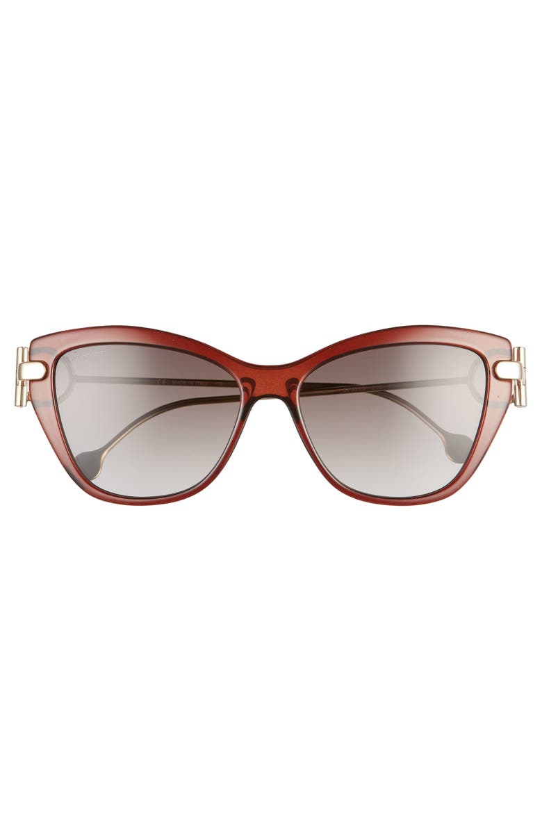 FERRAGAMO 55mm Cat Eye Sunglasses, Alternate, color, Brown