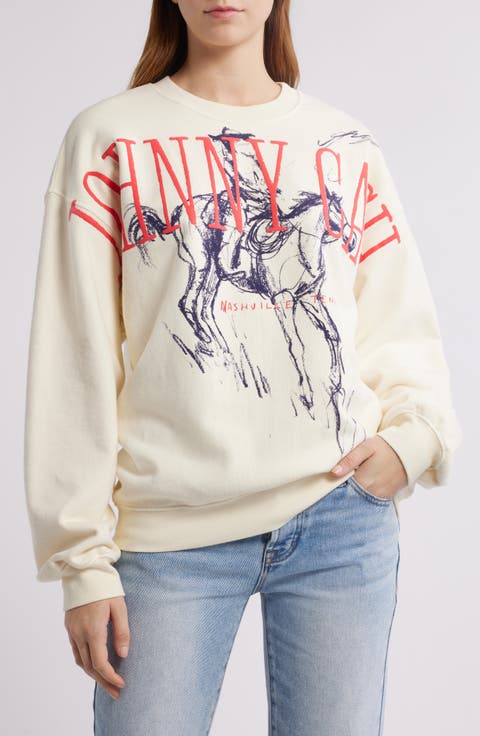Johnny Cash Wilderness Cotton Graphic Sweatshirt