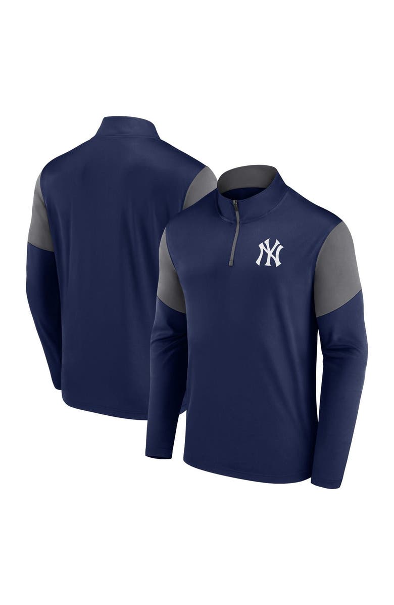FANATICS Men's Fanatics Navy New York Yankees Logo Quarter-Zip Top, Main, color, 