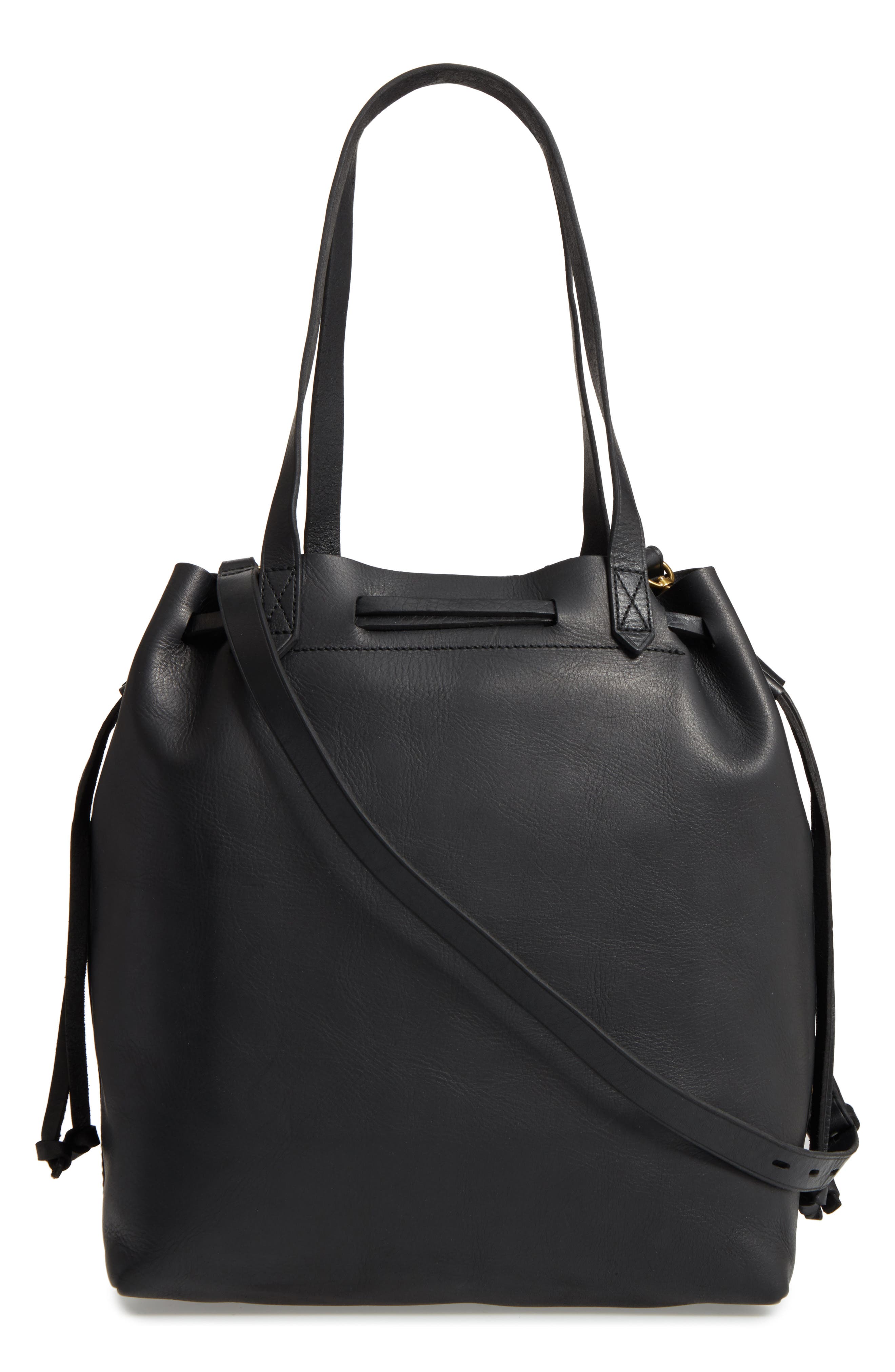 Madewell Medium Drawstring Transport Leather Tote, Alternate, color, 