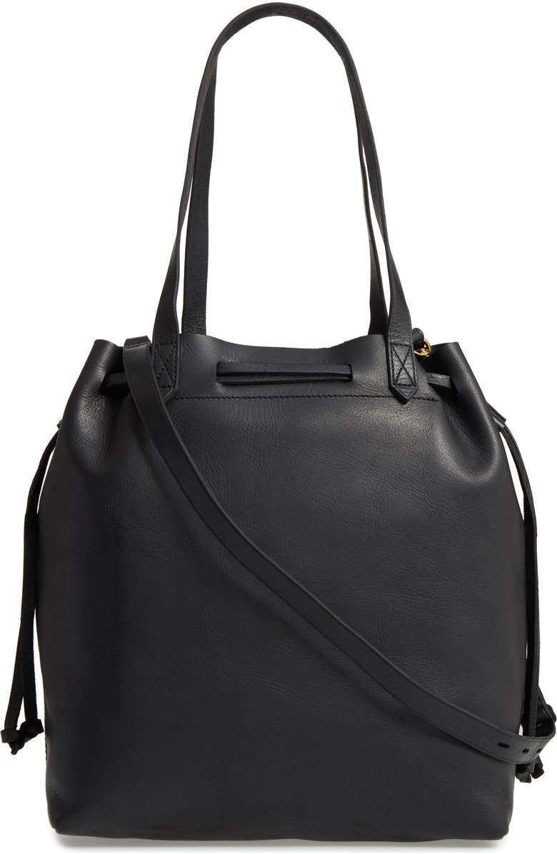 Madewell Medium Drawstring Transport Leather Tote, Alternate, color,