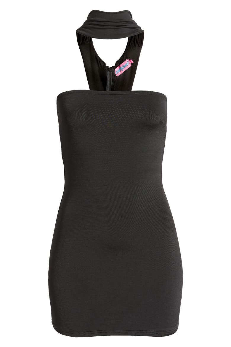 Cocktail Hour Choker Neck Minidress, Alternate, color, BLACK