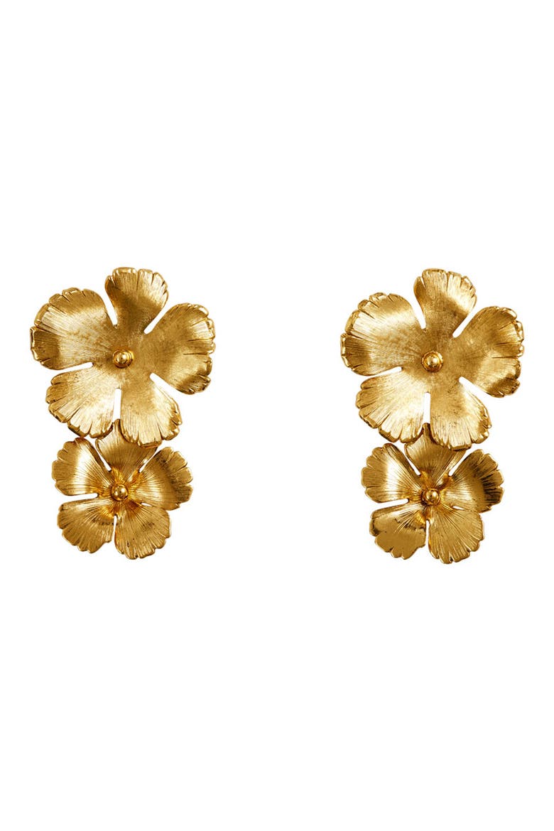 Collette Floral Drop Earrings, Main, color, GOLD