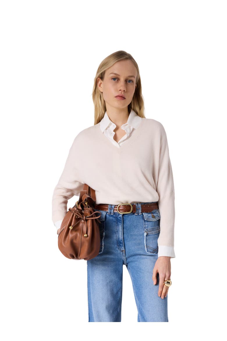 Lenae V-Neck Loose Fit Jumper, Main, color, Ecru