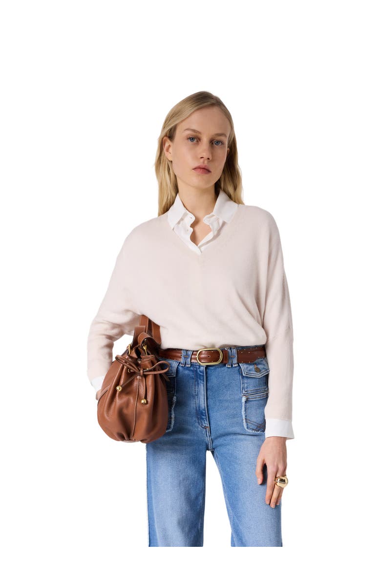 GERARD DAREL Lenae V-Neck Loose Fit Jumper, Main, color, Ecru