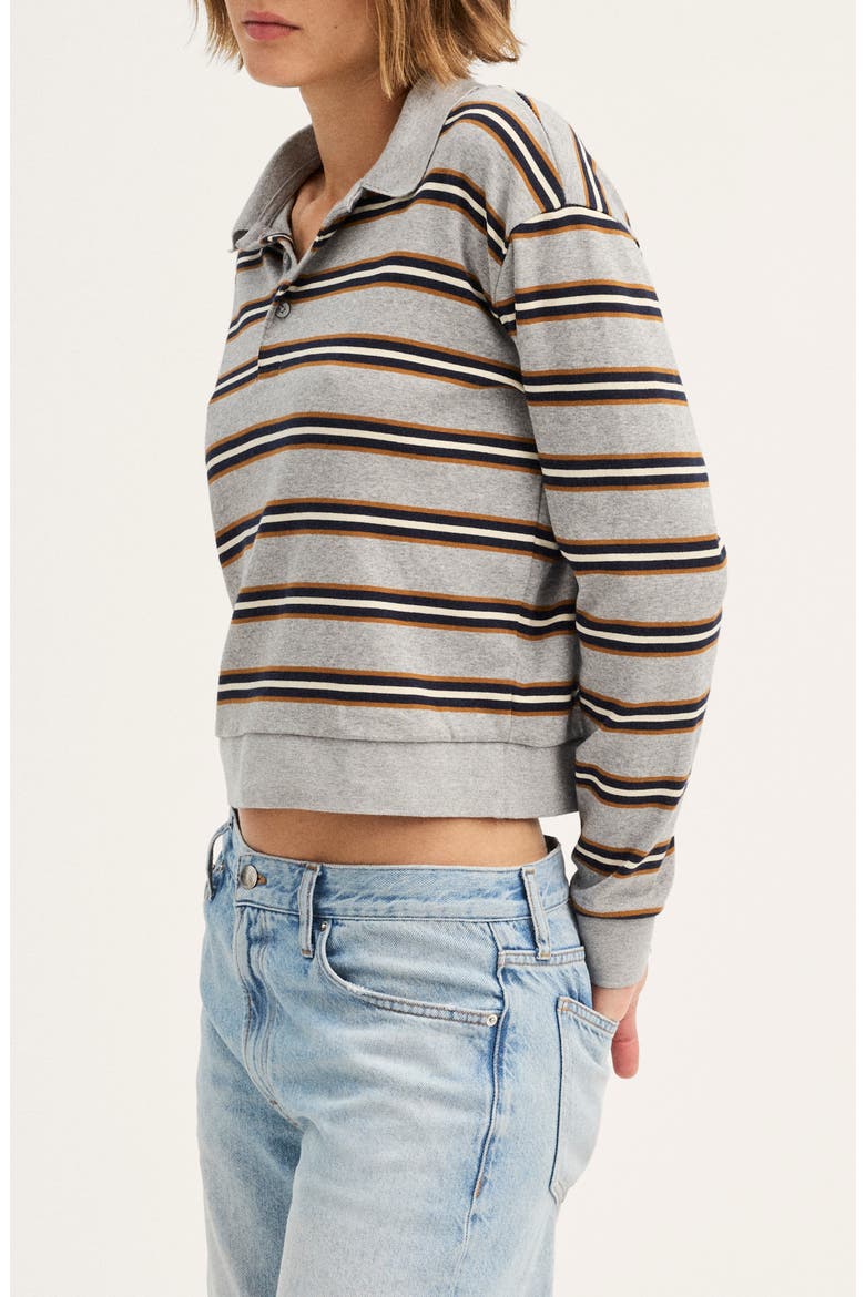 The Long Sleeve Cotton Polo, Alternate, color, HEATHER STRIPE