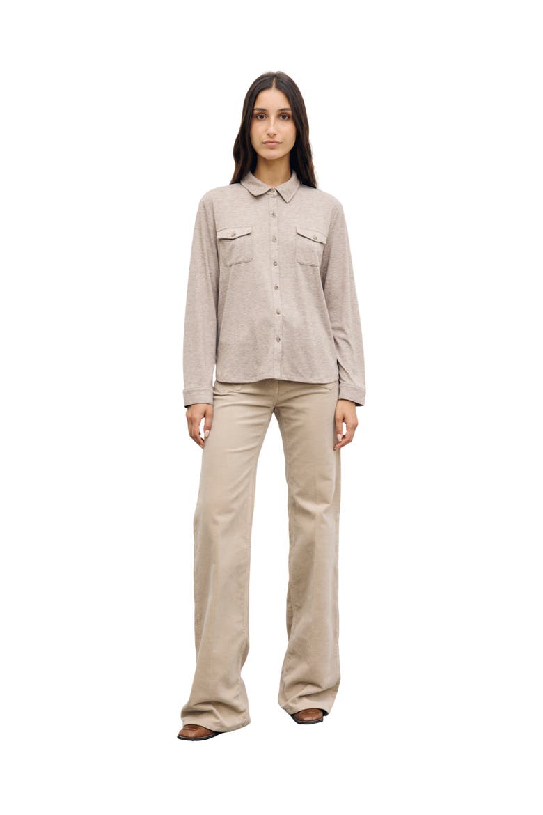 Barba Button Front Shirt, Alternate, color, Beige