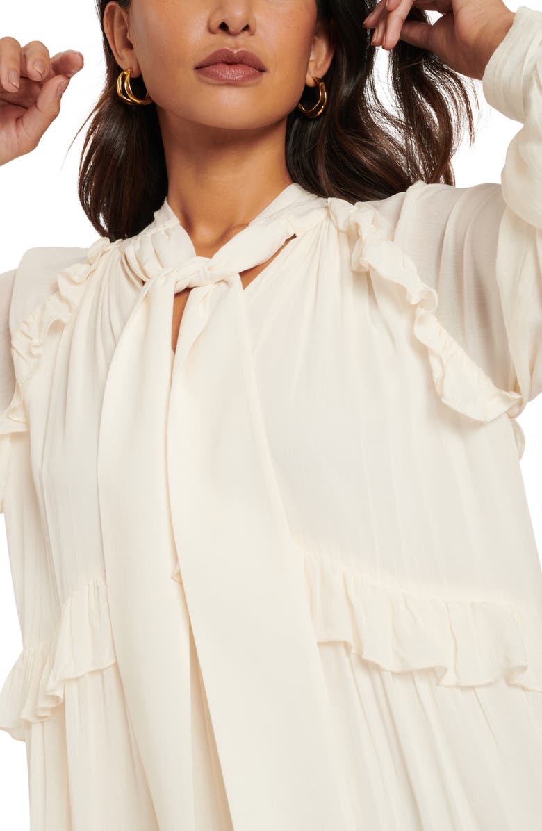 Nobody's Child Bohana Long Sleeve Ruffle Midi Dress, Alternate, color, Cream