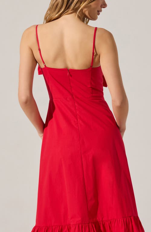 Astr The Label Twisted Bow Detail Cotton Dress In Red