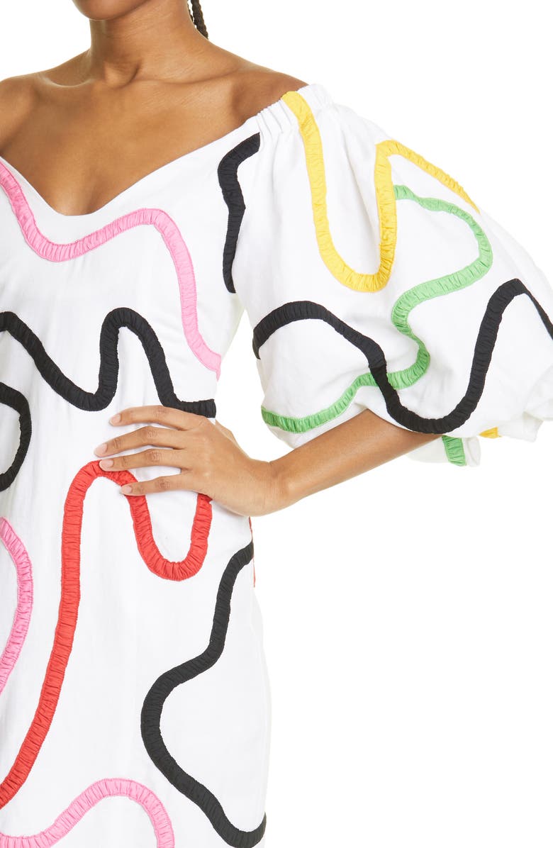 Mara Hoffman Namari Puff Sleeve Linen Blend Dress, Alternate, color, 