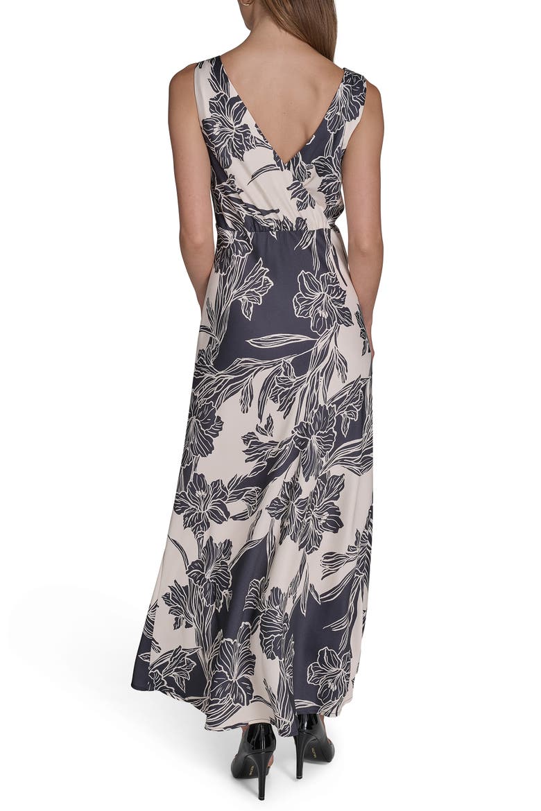 Floral Print Maxi Dress, Alternate, color, MARINE/ VANILLA