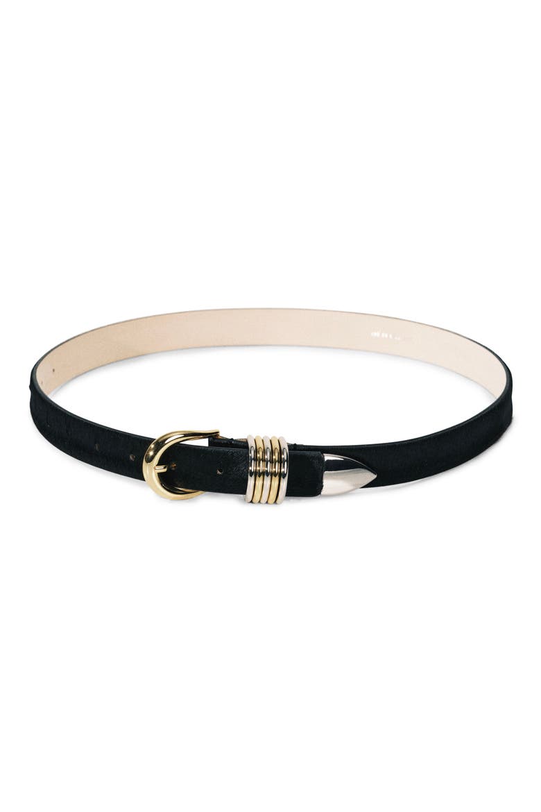 Hollyhock Genuine Calf Hair Belt, Main, color, BLACK