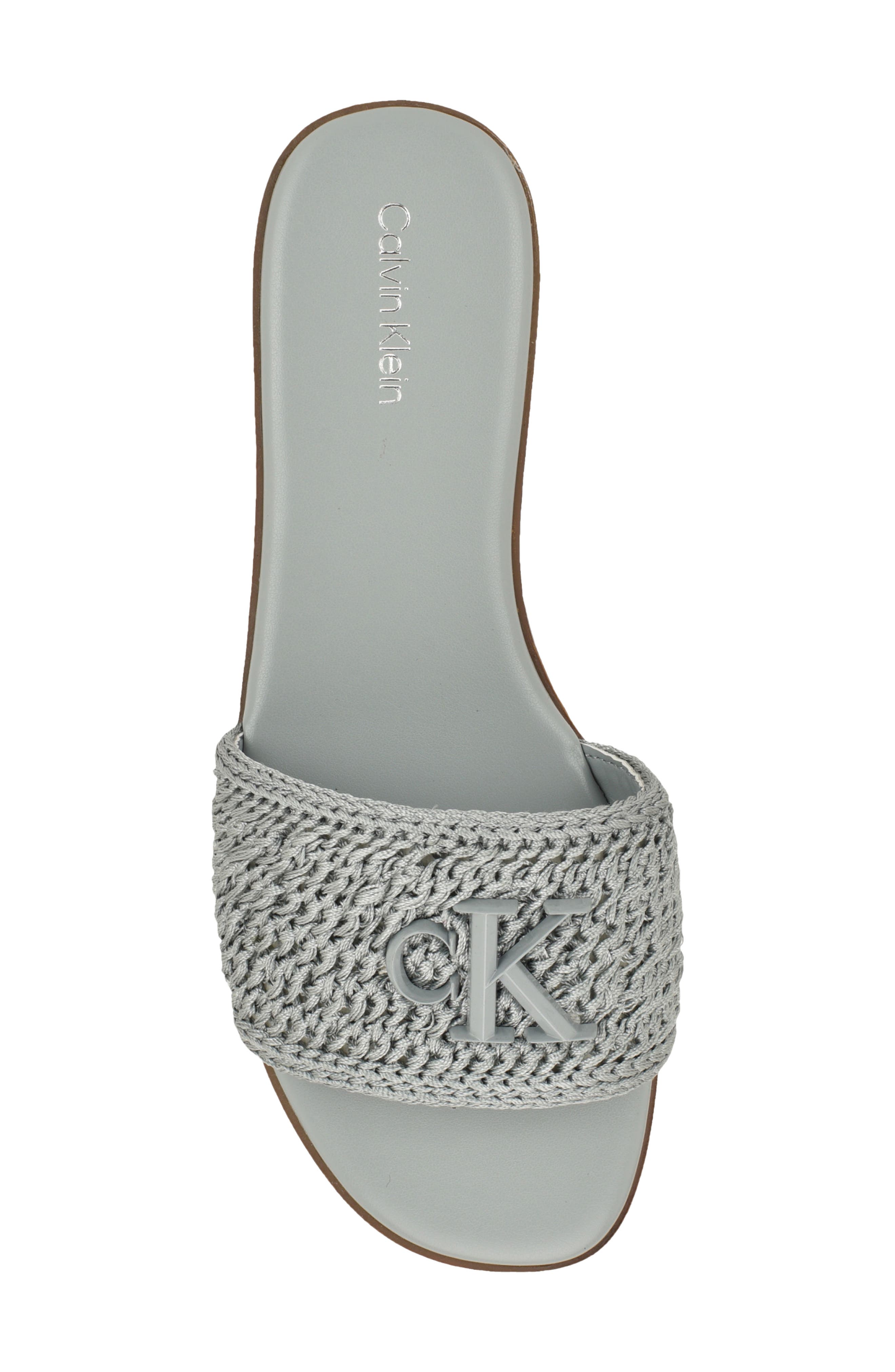 Calvin Klein Kamine Slide Sandal, Alternate, color, Light Blue Woven