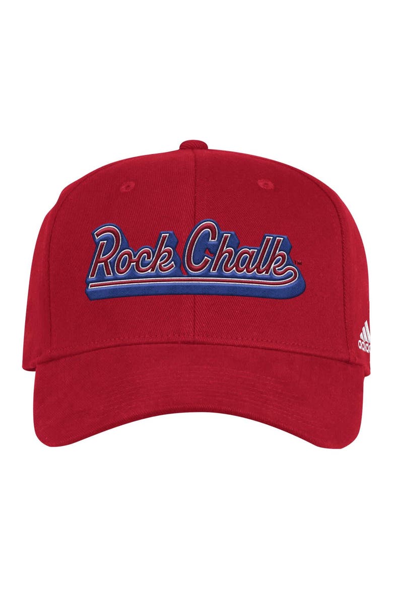 Men's adidas Red Kansas Jayhawks Chant Flex Hat, Main, color, Red