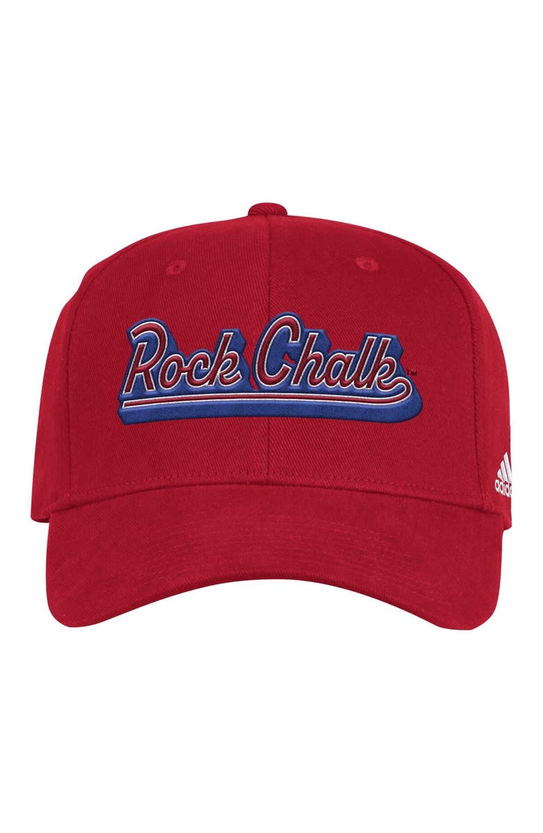 adidas Men's adidas Red Kansas Jayhawks Chant Flex Hat, Main, color, Red