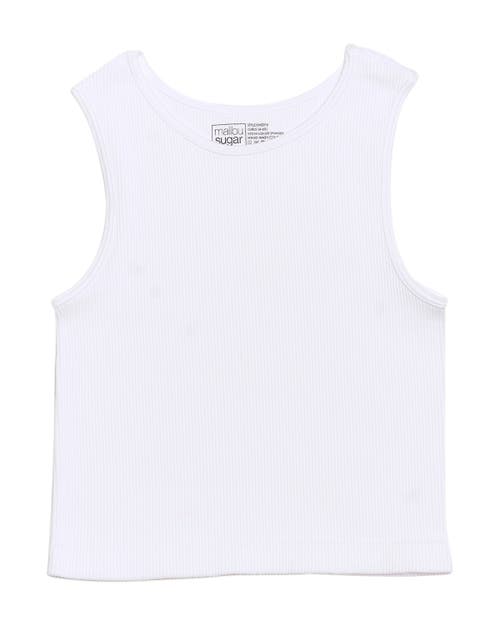 Malibu Sugar Littles Ribbed Crop Sport Tank Top In White