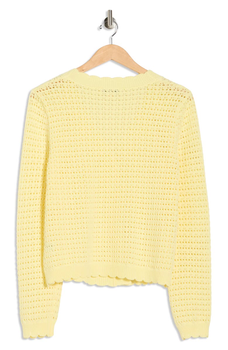Nanette Lepore Open Stitch Cardigan, Alternate, color, Butter Yellow/ White