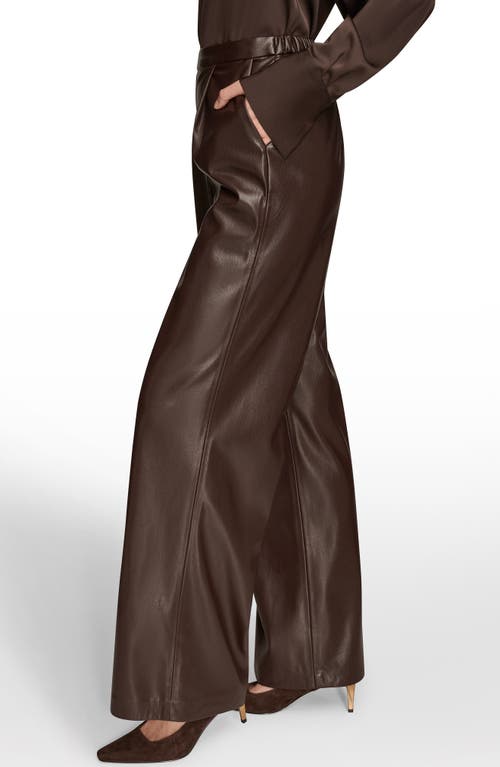 Donna Karan New York Pull On Faux Leather Pants In Brown