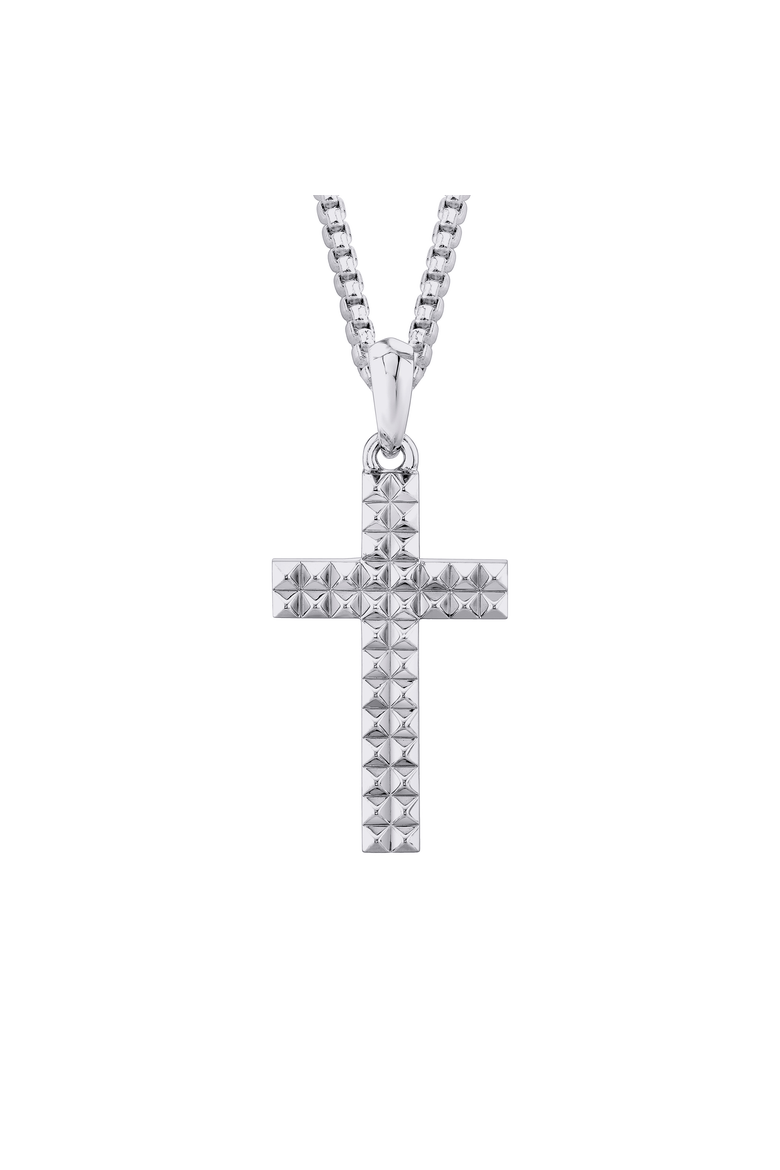 Men's Tetra Cross Pendant, Main, color, Silver