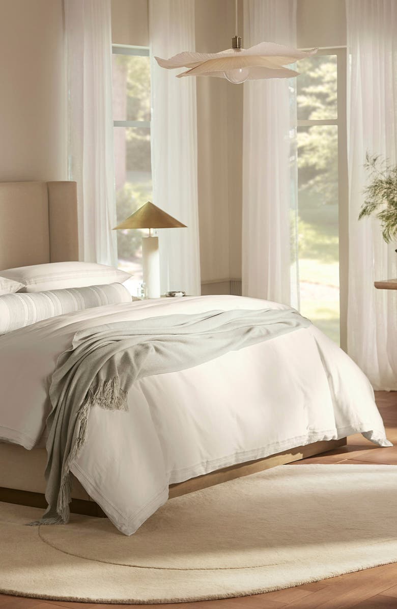 Boll & Branch Signature Ladder Stitch Duvet Cover & Shams Set, Alternate, color, White/ White